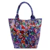 Luka 26-026 MOT kék pillangó mintás női bőr válltáska, shopper 40 x 35 x 18 cm