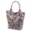 Luka 26-026 MOT babakék pillangó mintás női bőr válltáska, shopper 40 x 35 x 18 cm