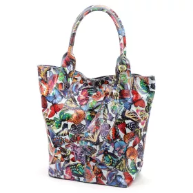   Luka 26-026 MOT babakék pillangó mintás női bőr válltáska, shopper 40 x 35 x 18 cm