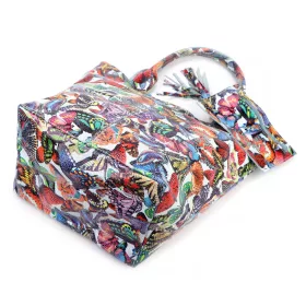   Luka 26-026 MOT babakék pillangó mintás női bőr válltáska, shopper 40 x 35 x 18 cm