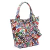 Luka 26-026 MOT babakék pillangó mintás női bőr válltáska, shopper 40 x 35 x 18 cm