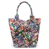 Luka 26-026 MOT babakék pillangó mintás női bőr válltáska, shopper 40 x 35 x 18 cm