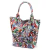 Luka 26-026 MOT babakék pillangó mintás női bőr válltáska, shopper 40 x 35 x 18 cm