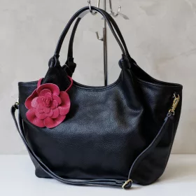   Luka 26-031 fekete női bőr válltáska, shopper 42 x 26 x 13 cm