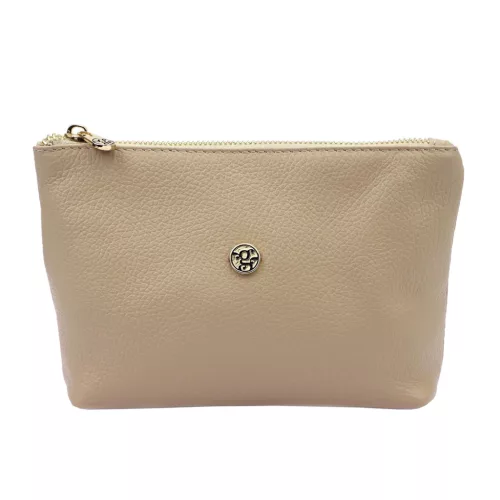 Gregorio COSMETICS-005 DOLLARO taupe női marhabőr kozmetikai táska 21 x 13 x 8 cm
