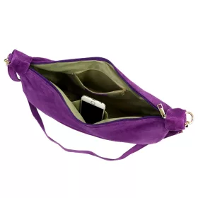   Luka 26-115 lila női velúr bőr válltáska 40 x 26 x 11 cm