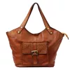 VS 016 konyak női bőr válltáska, shopper 45 x 32 x 15 cm