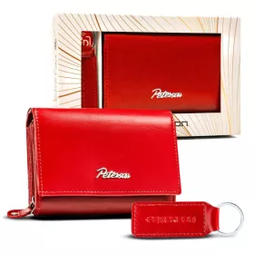 Peterson PTN SET-D-02-KCS piros női marhabőr pénztárca