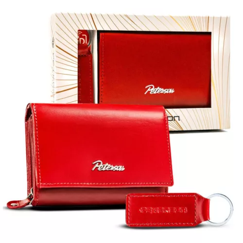 Peterson PTN SET-D-02-KCS piros női marhabőr pénztárca