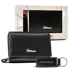 Peterson PTN SET-D-02-KCS fekete női marhabőr pénztárca