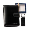 Peterson PTN SET-M-1542L-KCS fekete férfi marhabőr pénztárca