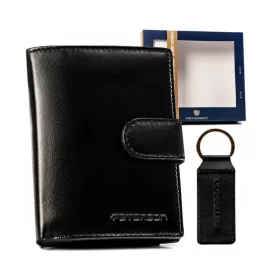   Peterson PTN SET-M-1542L-KCS fekete férfi marhabőr pénztárca