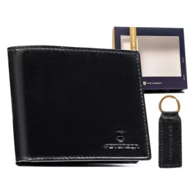   Peterson PTN SET-M-N994-GVT fekete férfi marhabőr pénztárca