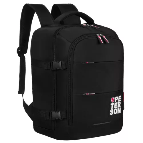 Peterson PTN PLG-01-D fekete-piros férfi poliészter hátizsák