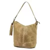 Luka 26-027 CROCO homokszínű női bőr válltáska 26 x 26 x 16 cm