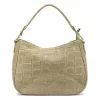 Luka 24-085 CROCO GOLD homokszínű női bőr kézitáska, vállpánttal 31 x 23 x 8 cm