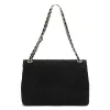 Camilla PREMIUM 10.017 MAXI fekete női velúr bőr bőr kézitáska, válltáska 32 x 20 cm