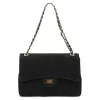 Camilla PREMIUM 10.017 MAXI fekete női velúr bőr bőr kézitáska, válltáska 32 x 20 cm