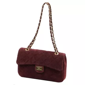   Camilla PREMIUM 10.017 MIDI bordó női velúr bőr bőr kézitáska 28.5 x 17.5 x 10 cm