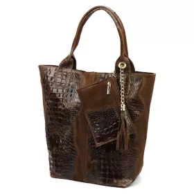   Luka 26-026 CROCO barna női bőr kézitáska 40 x 36 x 19 cm