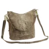 Luka 26-027 CROCO taupe női bőr válltáska 26 x 26 x 16 cm