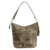 Luka 26-027 CROCO taupe női bőr válltáska 26 x 26 x 16 cm