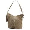Luka 26-027 CROCO taupe női bőr válltáska 26 x 26 x 16 cm
