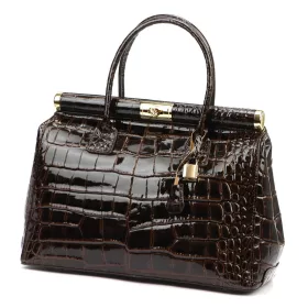   Luka 26-002 CROCO barna női bőr kézitáska 35 x 26.5 x 15.5 cm