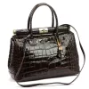 Luka 26-002 CROCO barna női bőr kézitáska 35 x 26.5 x 15.5 cm