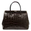 Luka 26-002 CROCO barna női bőr kézitáska 35 x 26.5 x 15.5 cm
