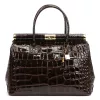Luka 26-002 CROCO barna női bőr kézitáska 35 x 26.5 x 15.5 cm