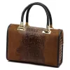 Luka 25-088 CROCO barna női bőr kézitáska 31.5 x 22.5 x 16 cm