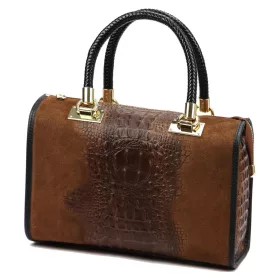   Luka 25-088 CROCO barna női bőr kézitáska 31.5 x 22.5 x 16 cm
