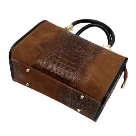   Luka 25-088 CROCO barna női bőr kézitáska 31.5 x 22.5 x 16 cm