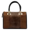 Luka 25-088 CROCO barna női bőr kézitáska 31.5 x 22.5 x 16 cm