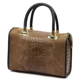   Luka 25-088 CROCO barna női bőr kézitáska 31.5 x 22.5 x 16 cm