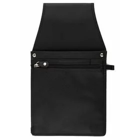 Uniszex fekete bőr pincértárca, brifkó tartó