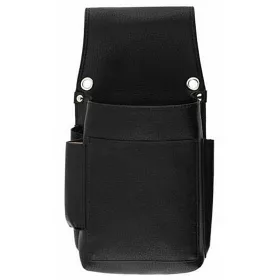   Uniszex fekete bőr pincértárca, brifkó tartó 14 × 24,5 cm