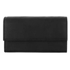 Uniszex fekete bőr brifkó, pénztárca 17 × 10,5 cm