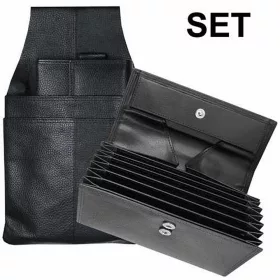   Choice uniszex fekete bőr brifkó, pénztárca és tartó szett