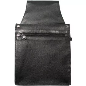   Uniszex fekete bőr pincértárca, brifkó tartó 14,5 × 24,5 cm