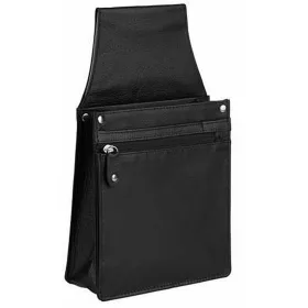   Uniszex fekete bőr pincértárca, brifkó tartó 14,5 × 24,5 cm
