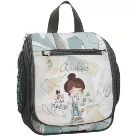   Anekke Sophia szürke-kék női kozmetikai táska, neszeszer 21 x 24 x 8 cm