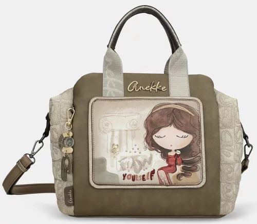 Anekke Muse krém-konyakbarna női kézitáska vállpánttal 36 x 26 x 16 cm