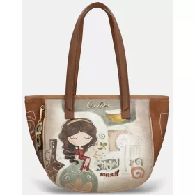   Anekke Muse konyakbarna-krém női válltáska, shopper 43 x 27 x 13 cm