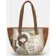 Anekke Muse konyakbarna-krém női válltáska, shopper 43 x 27 x 13 cm