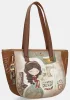 Anekke Muse konyakbarna-krém női válltáska, shopper 43 x 27 x 13 cm