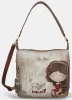 Anekke Muse konyakbarna-krém női válltáska, oldaltáska 28 x 28 x 12 cm
