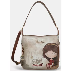   Anekke Muse konyakbarna-krém női válltáska, oldaltáska 28 x 28 x 12 cm