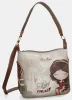Anekke Muse konyakbarna-krém női válltáska, oldaltáska 28 x 28 x 12 cm